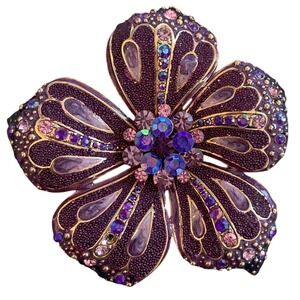 Vintage Flower Aurora Borealis Brooch Sparkle Crystal Rhinestone Statement